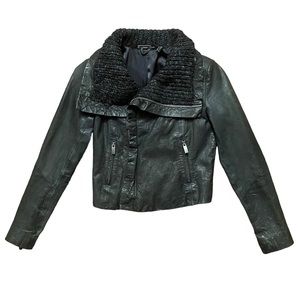 Line gunmetal olive lamb skin biker jacket size XS